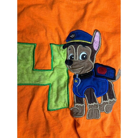 One of a Kind Paw Patrol 4th Birthday T Shirt Kids Small Orange Chase Embroider - Picture 2 of 11